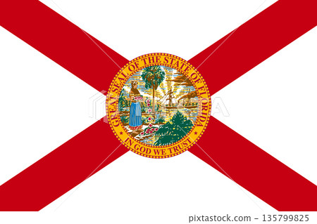 Florida official state flag. Part of The United States of America. Clean design for print, web, or educational use. Vector illustration. 135799825