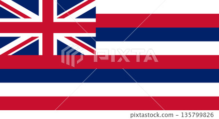 Hawaii official state flag. Part of The United States of America. Clean design for print, web, or educational use. Vector illustration. 135799826