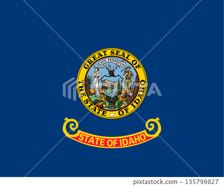 Idaho official state flag. Part of The United States of America. Clean design for print, web, or educational use. Vector illustration. 135799827