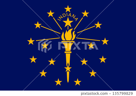 Indiana official state flag. Part of The United States of America. Clean design for print, web, or educational use. Vector illustration. 135799829