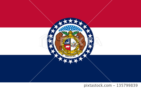 Missouri official state flag. Part of The United States of America. Clean design for print, web, or educational use. Vector illustration. 135799839