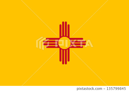 New Mexico official state flag. Part of The United States of America. Clean design for print, web, or educational use. Vector illustration. 135799845