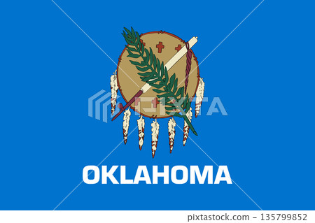 Oklahoma official state flag. Part of The United States of America. Clean design for print, web, or educational use. Vector illustration. Oklahoma official state flag. Part of The United States of America. Clean design for print, web, or educational use. Vector illustration. 135799852