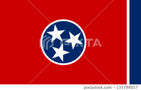 Tennessee official state flag. Part of The United States of America. Clean design for print, web, or educational use. Vector illustration. 135799857