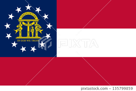 Georgia official state flag. Part of The United States of America. Clean design for print, web, or educational use. Vector illustration. Georgia official state flag. Part of The United States of America. Clean design for print, web, or educational use. Vector illustration. 135799859
