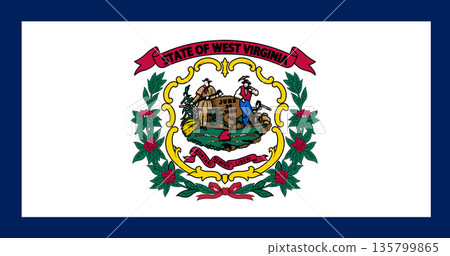 West Virginia official state flag. Part of The United States of America. Clean design for print, web, or educational use. Vector illustration. West Virginia official state flag. Part of The United States of America. Clean design for print, web, or educational use. Vector illustration. 135799865