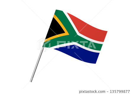 South Africa flag - wavy stick flag of country, cultural identity and heritage. Represents national pride and unity. Vector flag isolated on white background. South Africa flag - wavy stick flag of country, cultural identity and heritage. Represents national pride and unity. Vector flag isolated on white background. 135799877