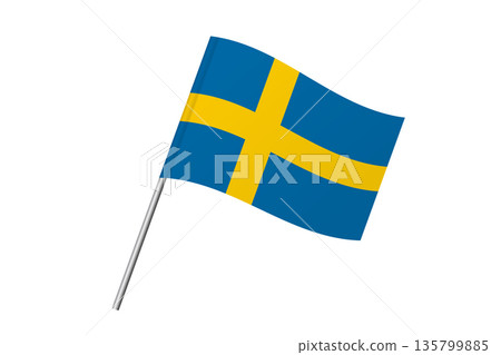 Sweden flag - wavy stick flag of country, cultural identity and heritage. Represents national pride and unity. Vector flag isolated on white background. Sweden flag - wavy stick flag of country, cultural identity and heritage. Represents national pride and unity. Vector flag isolated on white background. 135799885