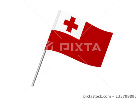 Tonga flag - wavy stick flag of country, cultural identity and heritage. Represents national pride and unity. Vector flag isolated on white background. Tonga flag - wavy stick flag of country, cultural identity and heritage. Represents national pride and unity. Vector flag isolated on white background. 135799895