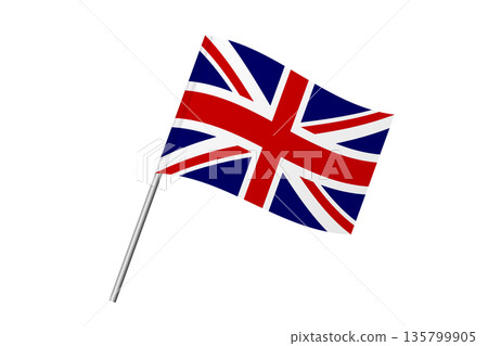 United Kingdom of Great Britain and Northern Ireland flag - wavy stick flag of country, cultural identity and heritage. Represents national pride and unity. Vector flag isolated on white background. United Kingdom of Great Britain and Northern Ireland flag - wavy stick flag of country, cultural identity and heritage. Represents national pride and unity. Vector flag isolated on white background. 135799905