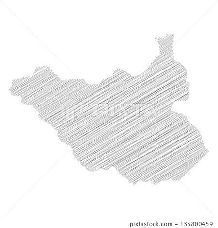South Sudan - solid black silhouette map of country area. Simple flat vector illustration. 135800459