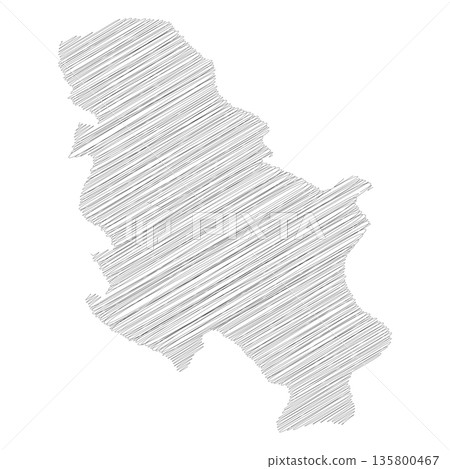 Serbia - solid black silhouette map of country area. Simple flat vector illustration. Serbia - solid black silhouette map of country area. Simple flat vector illustration. 135800467