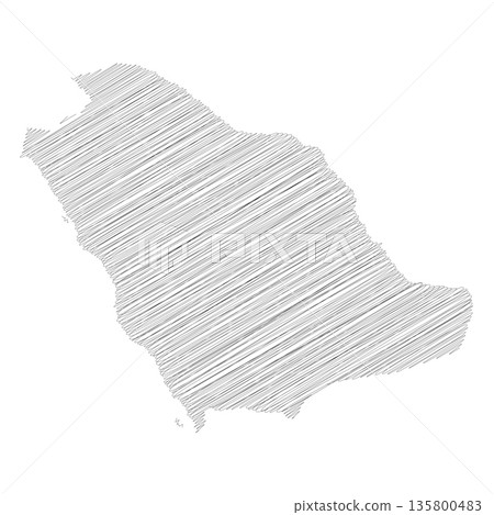 Saudi Arabia - solid black silhouette map of country area. Simple flat vector illustration. 135800483