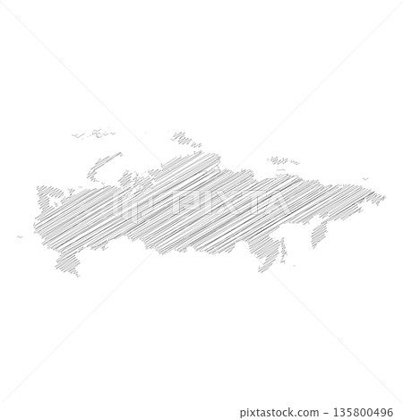 Russia - solid black silhouette map of country area. Simple flat vector illustration. 135800496