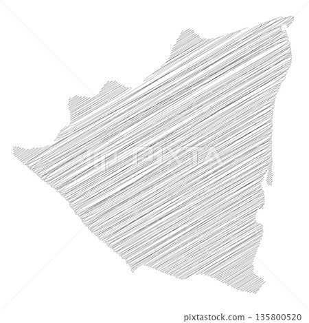 Nicaragua - pencil scribble sketch silhouette map of country area with dropped shadow. Simple flat vector illustration. 135800520