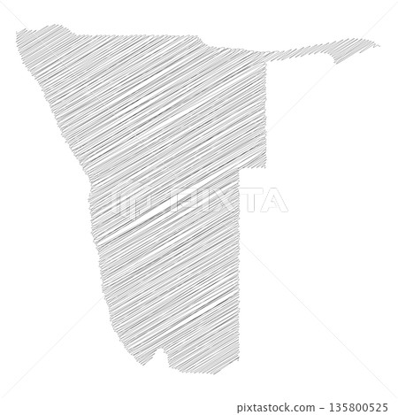 Namibia - pencil scribble sketch silhouette map of country area with dropped shadow. Simple flat vector illustration. Namibia - pencil scribble sketch silhouette map of country area with dropped shadow. Simple flat vector illustration. 135800525