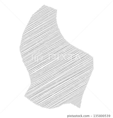 Luxembourg - pencil scribble sketch silhouette map of country area with dropped shadow. Simple flat vector illustration. 135800539