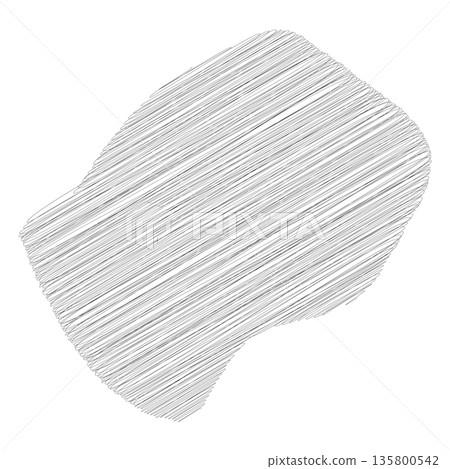 Lesotho - pencil scribble sketch silhouette map of country area with dropped shadow. Simple flat vector illustration. 135800542