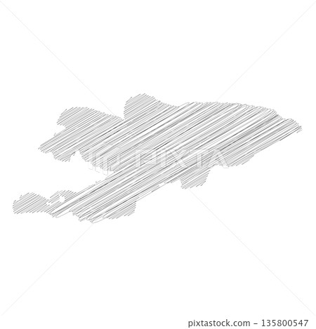 Kyrgyzstan - pencil scribble sketch silhouette map of country area with dropped shadow. Simple flat vector illustration. Kyrgyzstan - pencil scribble sketch silhouette map of country area with dropped shadow. Simple flat vector illustration. 135800547