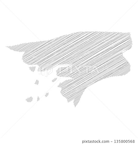 Guinea-Bissau - pencil scribble sketch silhouette map of country area with dropped shadow. Simple flat vector illustration. Guinea-Bissau - pencil scribble sketch silhouette map of country area with dropped shadow. Simple flat vector illustration. 135800568