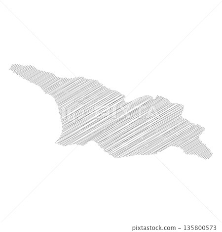 Georgia - pencil scribble sketch silhouette map of country area with dropped shadow. Simple flat vector illustration. Georgia - pencil scribble sketch silhouette map of country area with dropped shadow. Simple flat vector illustration. 135800573