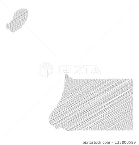 Equatorial Guinea - pencil scribble sketch silhouette map of country area with dropped shadow. Simple flat vector illustration. 135800589