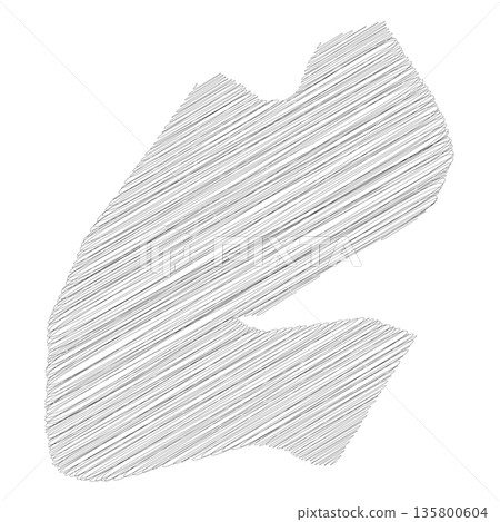 Djibouti - pencil scribble sketch silhouette map of country area with dropped shadow. Simple flat vector illustration. 135800604
