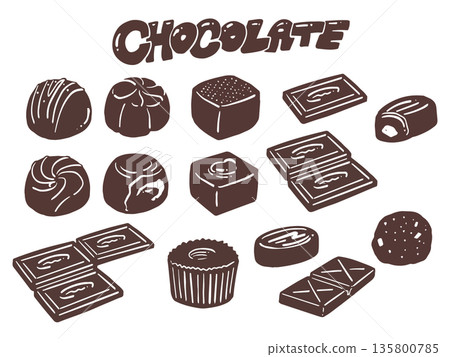 各種巧克力插圖剪影 135800785