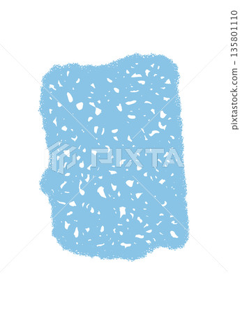 Blue chalk rectangle frame in fluid abstract style. Empty squiggle patch forms border around text background. Creative sketch element adds modern handmade accent to banner or template. 135801110