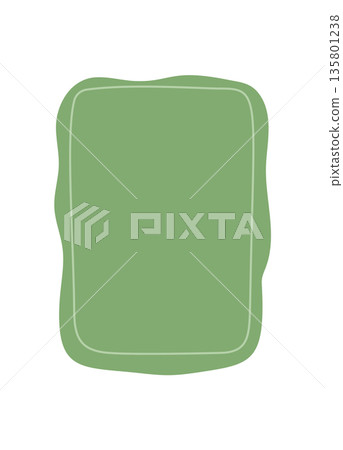 Hand drawn organic wavy rectangle frame forms a unique border. Squiggle edge surrounds empty template with space for text or label. Green background adds modern style and clean handdrawn look. Hand drawn organic wavy rectangle frame forms a unique border. Squiggle edge surrounds empty template with space for text or label. Green background adds modern style and clean handdrawn look. 135801238