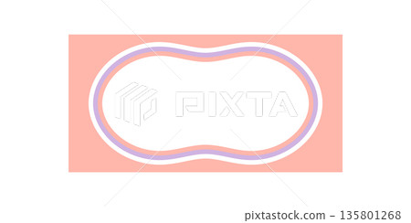 Groovy wavy rectangle border abstract in pastel colors and retro style. Outline frame with y2k background, unique shape and graphic look for modern projects. 135801268