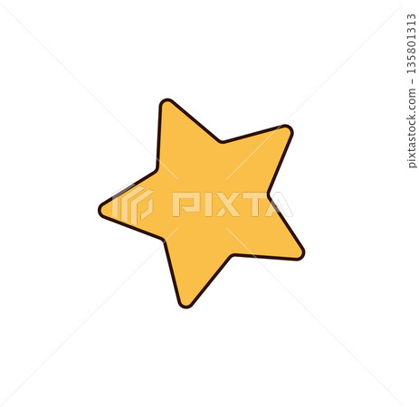 Groovy retro yellow star with funky cartoon and flat pop style sticker. Sticker stands out as a groovy element, blending y2k graphic flair for playful and modern creative sticker concepts. 135801313