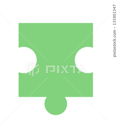 Flat green jigsaw puzzle piece with a simple silhouette. Fun tile element for boardgame or table activities. Perfect for recreation, entertainment, or childhood skill games. Flat green jigsaw puzzle piece with a simple silhouette. Fun tile element for boardgame or table activities. Perfect for recreation, entertainment, or childhood skill games. 135801347
