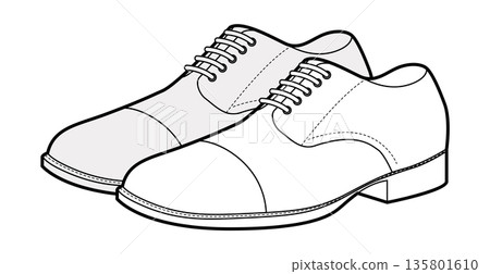 Derby mens lace up shoes sketch pair. Open lacing leather footwear versatile smart casual office style. Technical CAD Derby mens lace up shoes sketch pair. Open lacing leather footwear versatile smart casual office style. Technical CAD 135801610