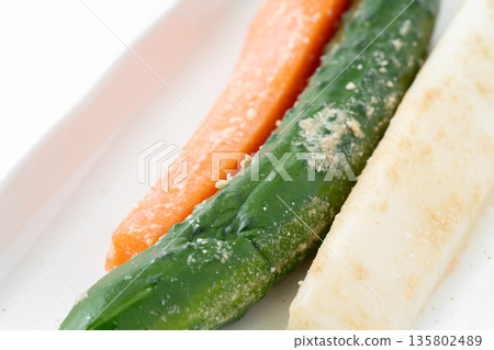Close-up of pickled vegetables on a plate Close-up of pickled vegetables on a plate 135802489
