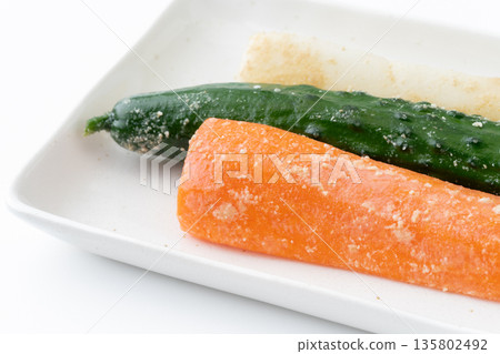 Close-up of pickled vegetables on a plate 135802492