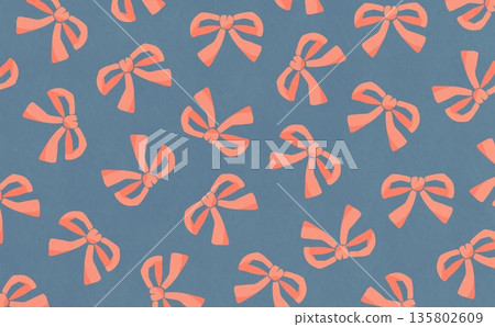 Hand-drawn ribbon pattern (orange x gray) 135802609