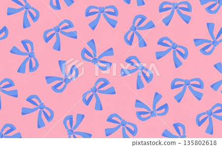 Hand-drawn ribbon pattern (blue x pink) Hand-drawn ribbon pattern (blue x pink) 135802618