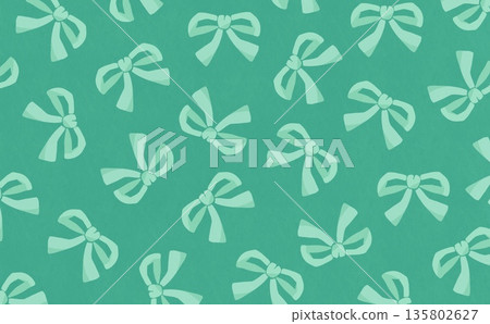 Hand-drawn ribbon pattern (light green x green) 135802627