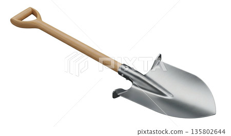 Shovel with wooden handle and metal blade for digging and moving earth Shovel with wooden handle and metal blade for digging and moving earth 135802644