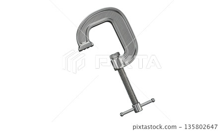 C-clamp for gripping and holding objects firmly in place C-clamp for gripping and holding objects firmly in place 135802647