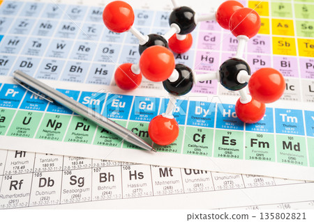 Molecules chemical on a periodic table. 135802821
