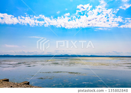 Toetoko Fishing Port, a small fishing port on Lake Saroma in eastern Hokkaido 135802848