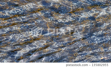 Transparent river water surface Transparent river water surface 135802955
