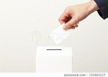Hands of a woman voting Hands of a woman voting 135803127