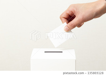 Hands of a woman voting Hands of a woman voting 135803128