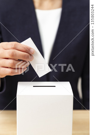 Hands of a woman voting Hands of a woman voting 135803244
