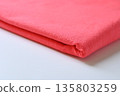 red texture of fabric textile on white background, object for fashion cloth design 135803259