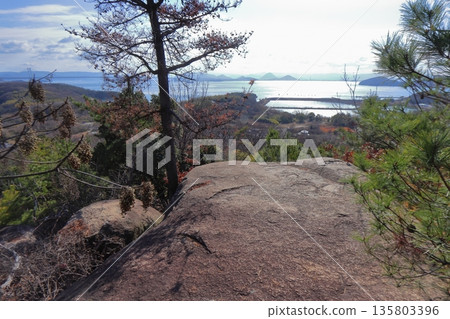 View of Marugame from Tengu's footprints on Mount Tomiyama on the main island of the Shiwaku Islands View of Marugame from Tengu's footprints on Mount Tomiyama on the main island of the Shiwaku Islands 135803396