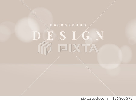 Minimalist product display mockup design, circle bokeh on bright nude brown background 135803573